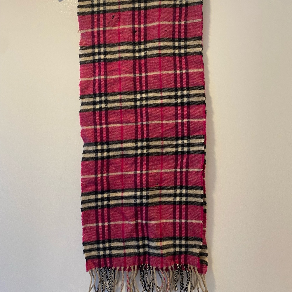 Hot Pink Burberry Wool Scarf